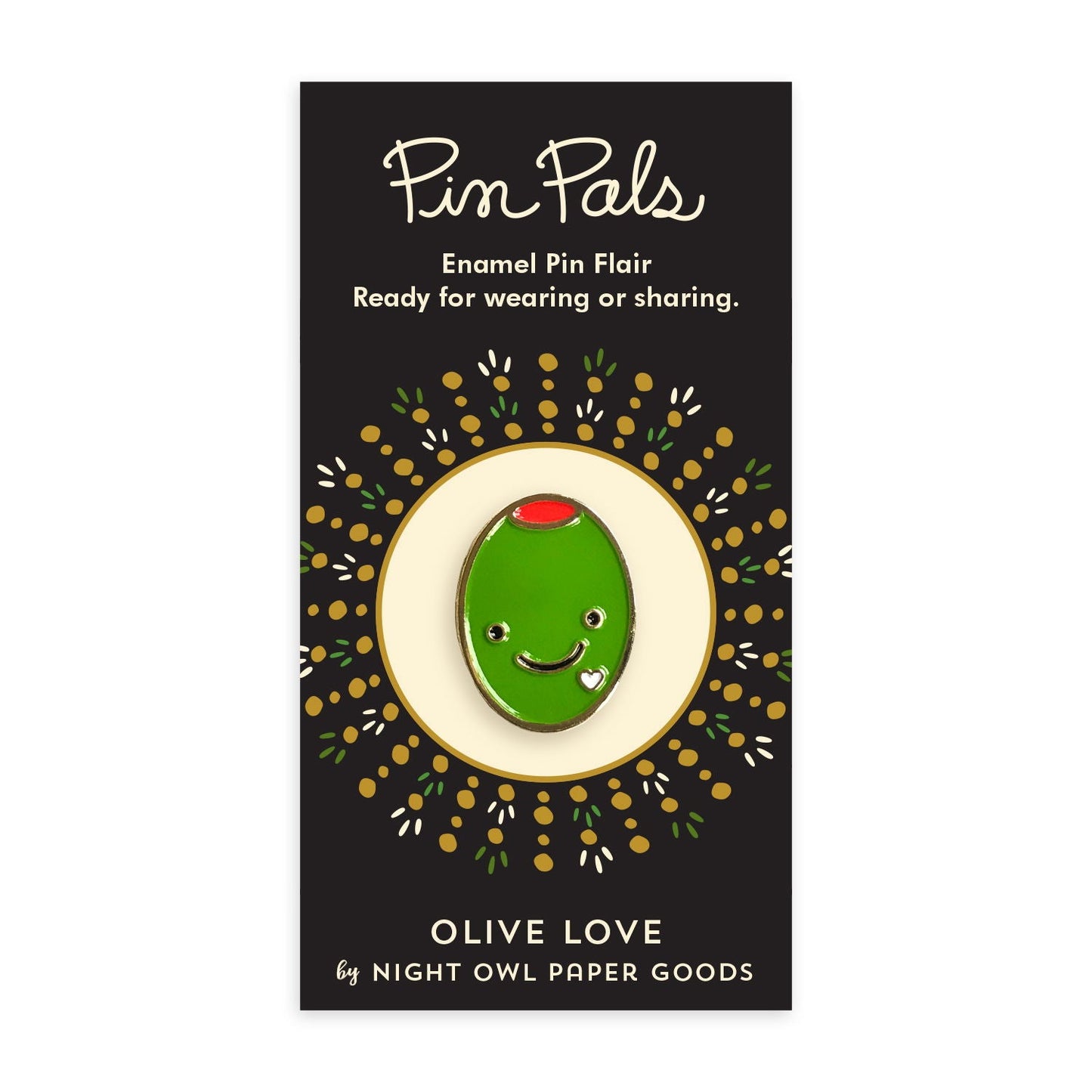 Olive Love Enamel Pin
