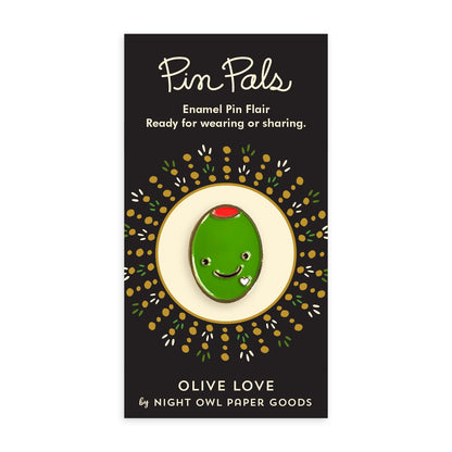 Olive Love Enamel Pin