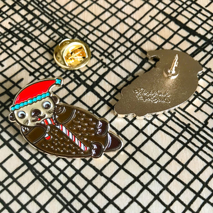 Santa Otter Enamel Pin