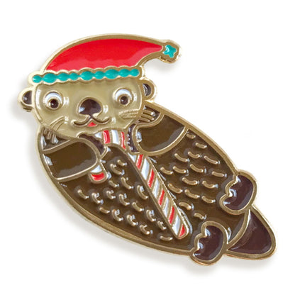 Santa Otter Enamel Pin