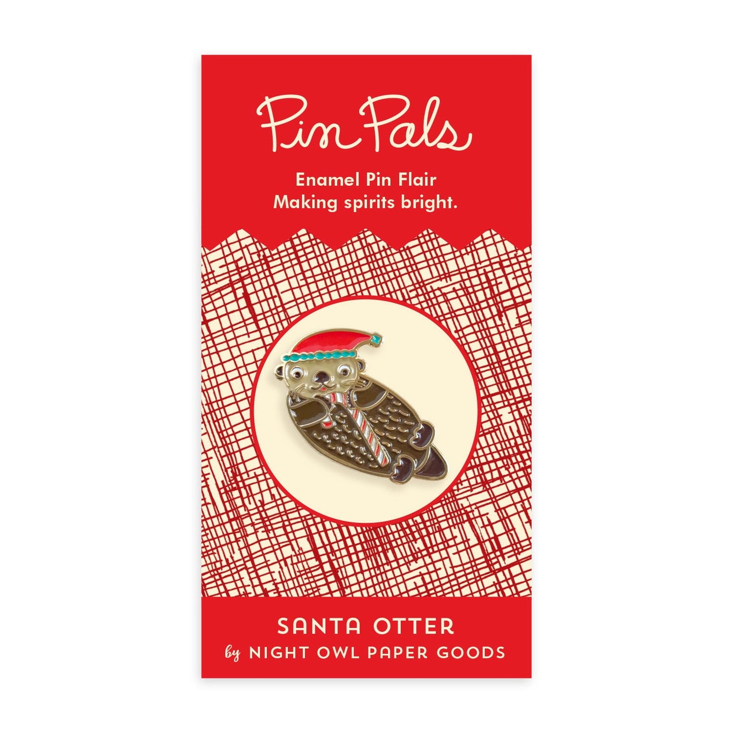 Santa Otter Enamel Pin