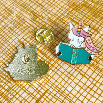 Reading Unicorn Enamel Pin