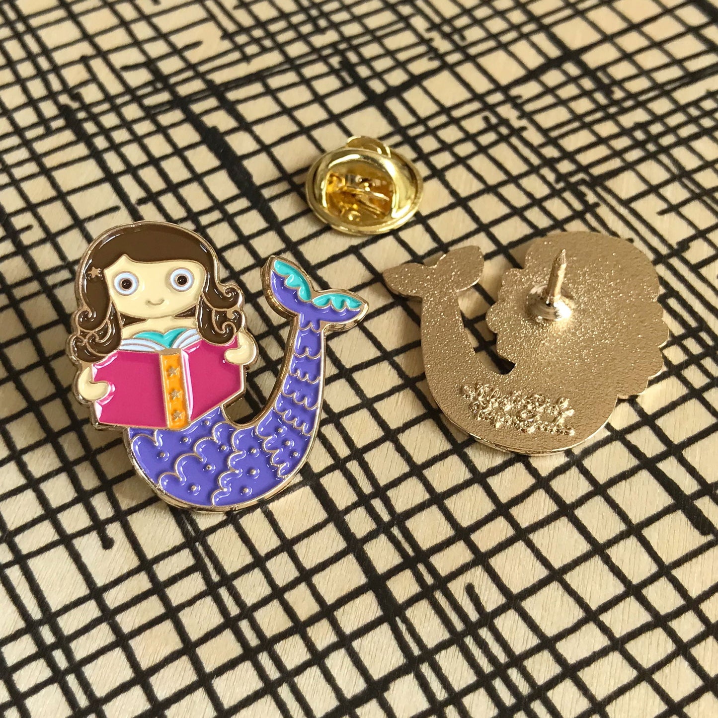 Reading Mermaid Enamel Pin