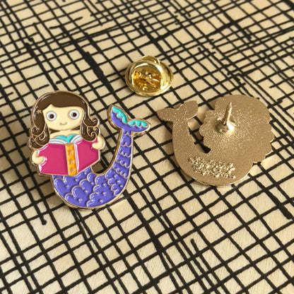 Reading Mermaid Enamel Pin