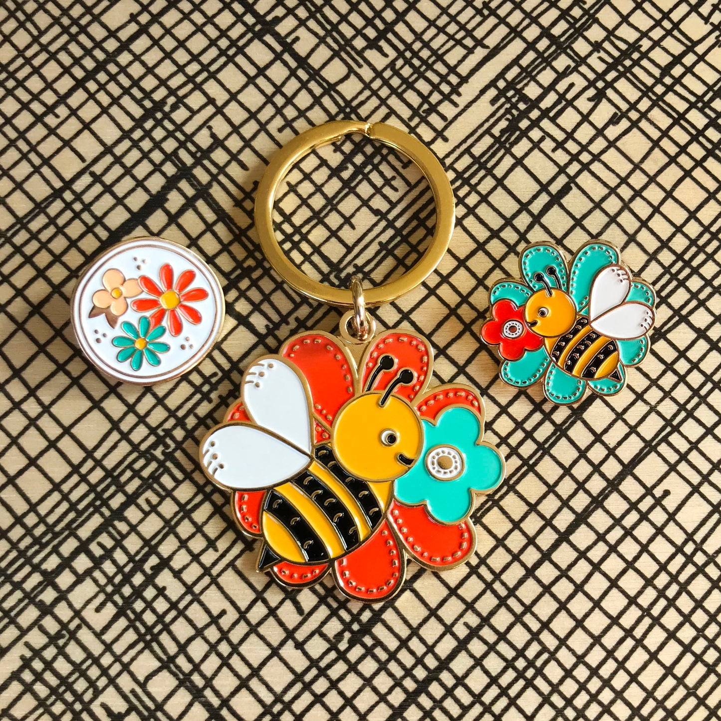 Bumble Bee Enamel Keychain