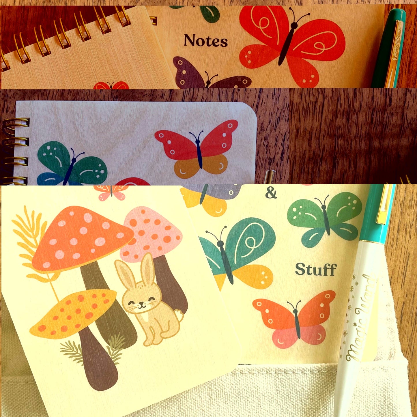 Butterfly Notes Pocket-Size Wood Notebook