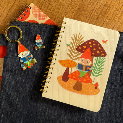 Reading Gnome Enamel Keychain