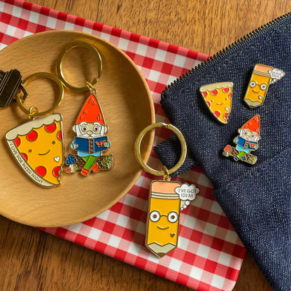 Reading Gnome Enamel Keychain