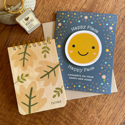 Modern Leaves Wood Mini Notepad