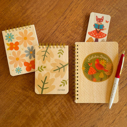 Friendly Floral Wood Mini Notepad