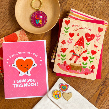 Valentine Gnome Wood Valentine's Day Card