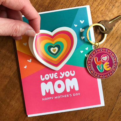 Radiant Heart Mom Sticker Mother's Day Card