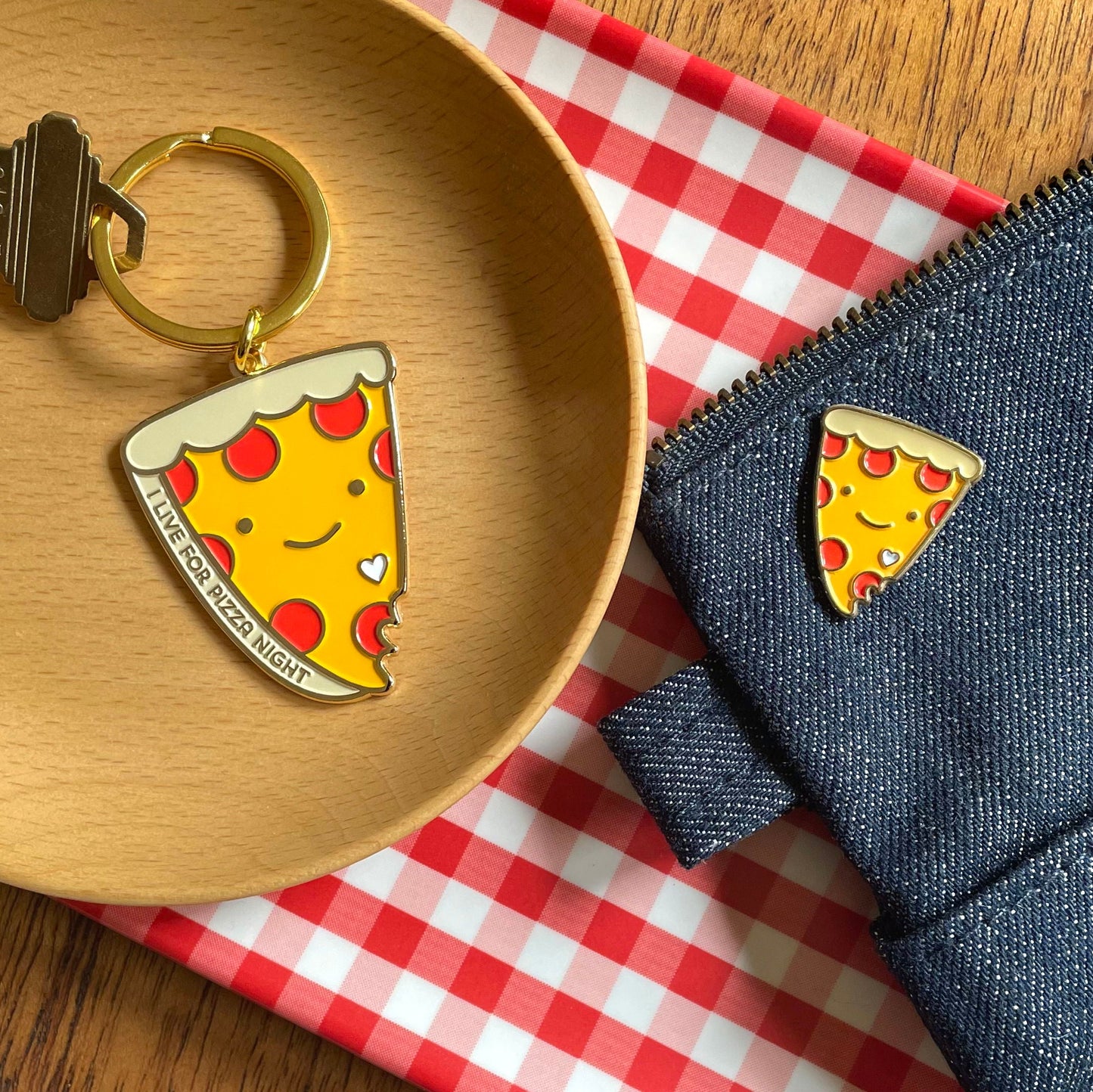 Pizza Night Enamel Keychain