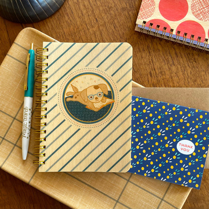 Puppy Pages Pocket-Size Wood Notebook