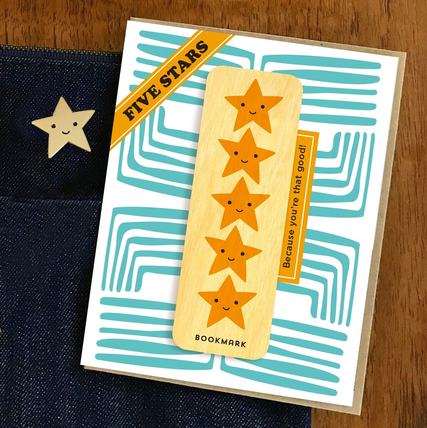 5 Stars Bookmark Congratulations Card