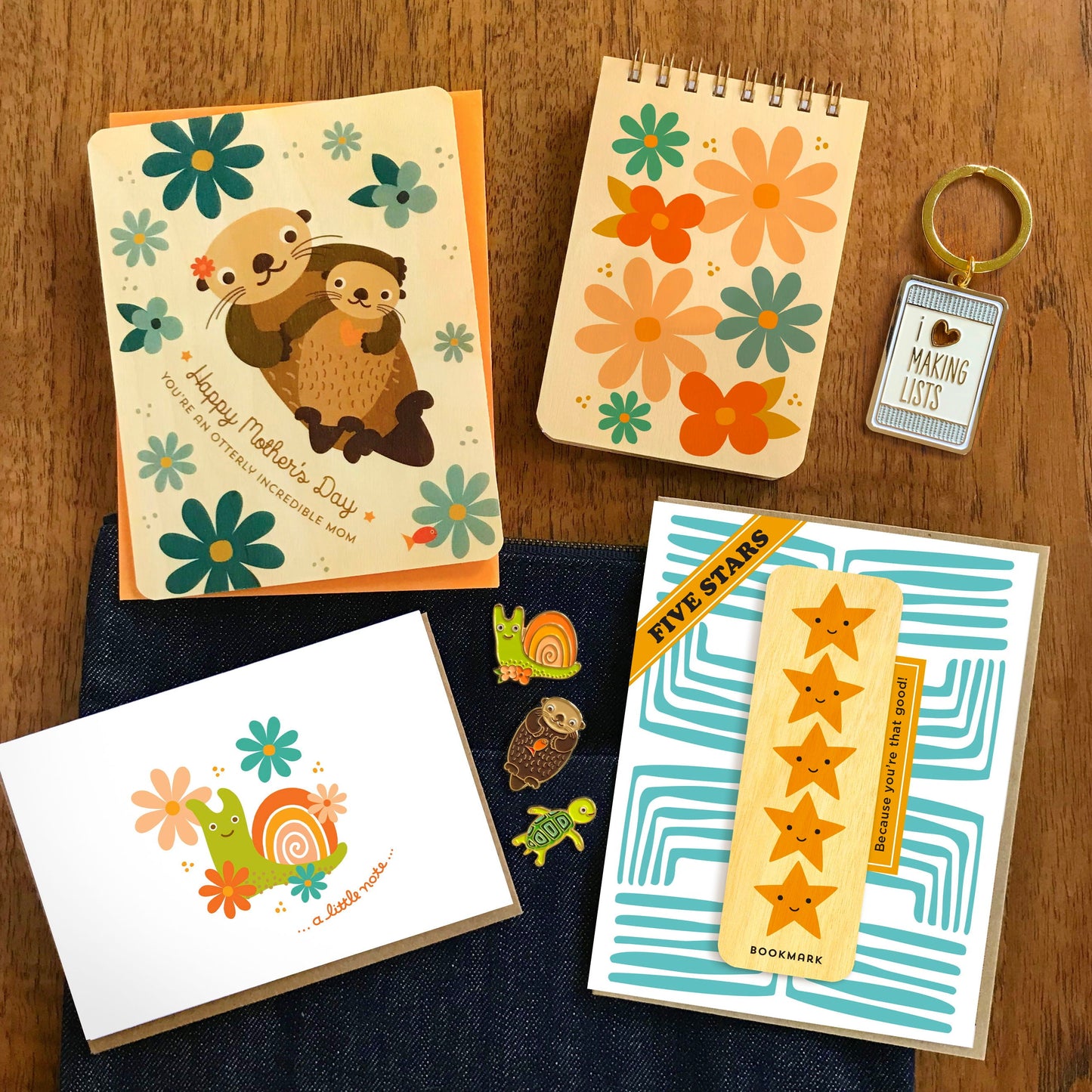 Otter Mom Wood Mother's Day Card