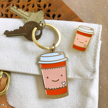 Coffee to Go Enamel Keychain