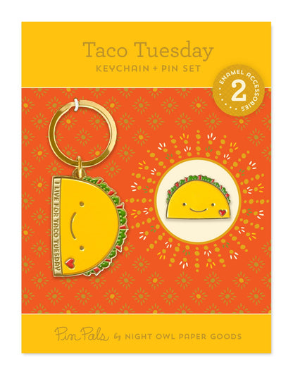 Taco Tuesday Keychain + Pin Gift Set