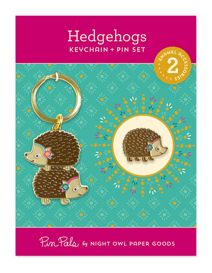 Hedgehog Keychain + Pin Gift Set