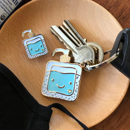 Happy Sanitizer Keychain + Pin Gift Set