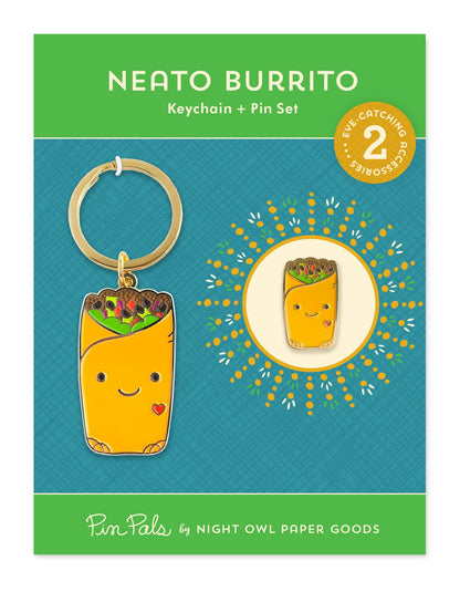 Neato Burrito Keychain + Pin Gift Set