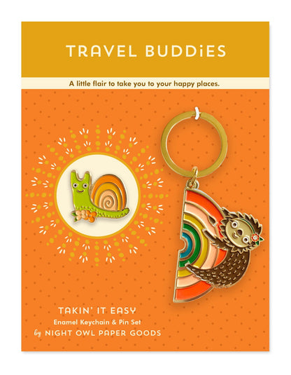 Takin' It Easy Travel Buddies Keychain + Pin Gift Set