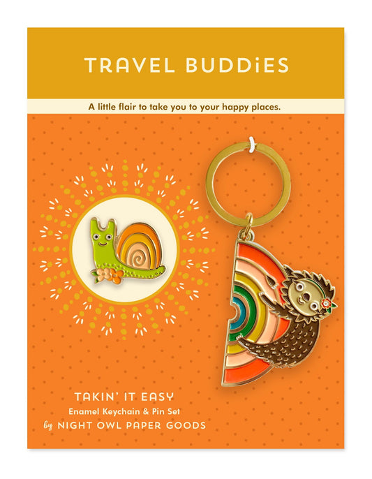 Takin' It Easy Travel Buddies Keychain + Pin Gift Set