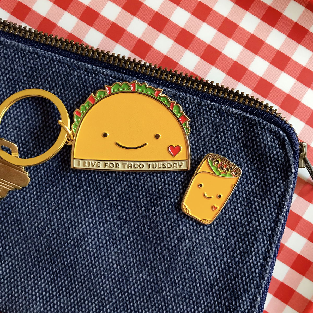 Out to Eat Travel Buddies Keychain + Pin Gift Set
