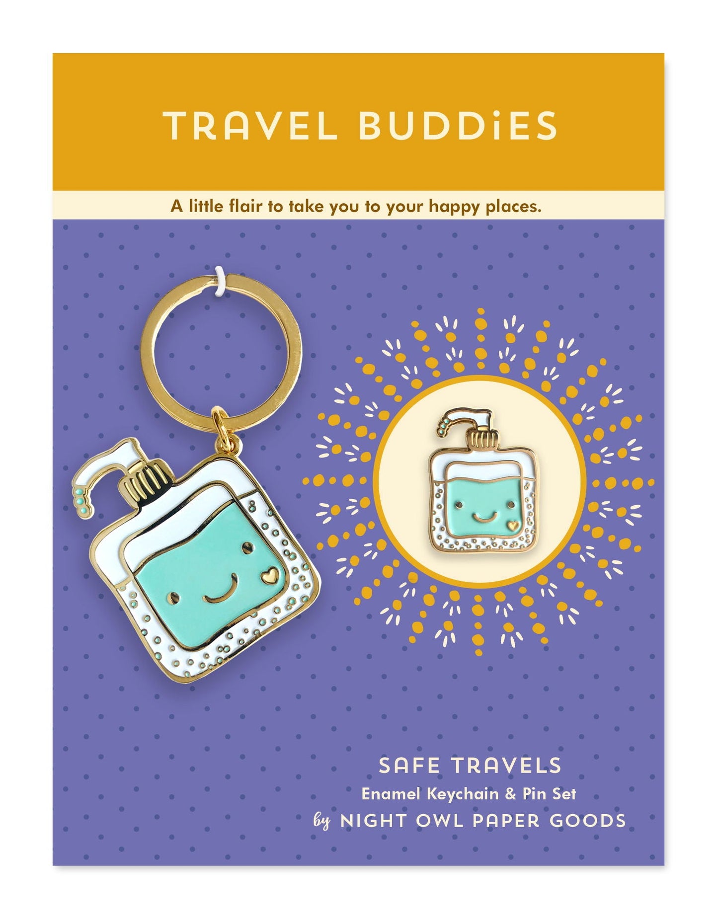 Safe Travels Travel Buddies Keychain + Pin Gift Set