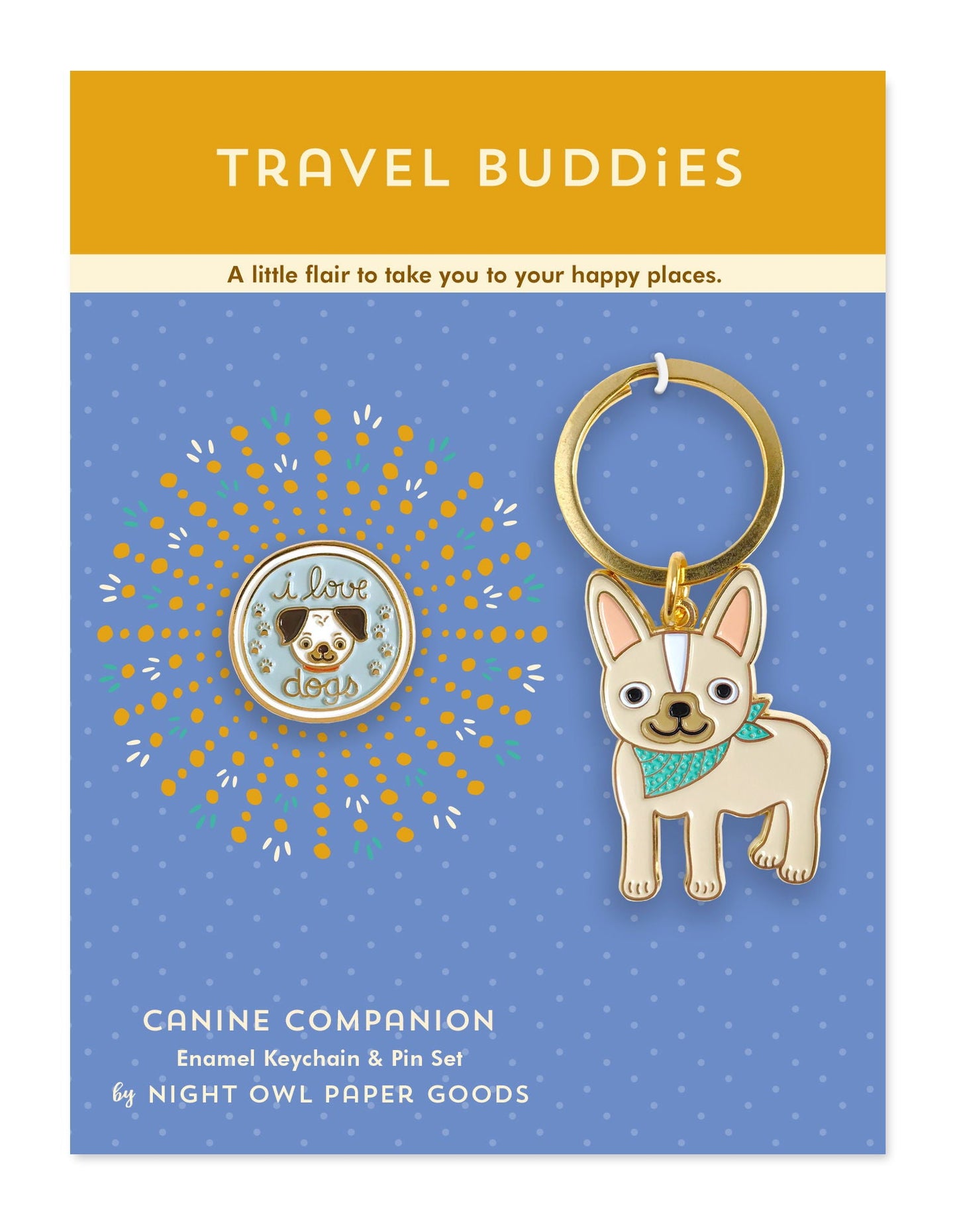 Canine Companion Travel Buddies Keychain + Pin Gift Set