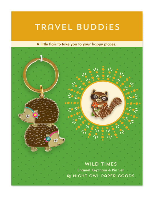 Wild Times Travel Buddies Keychain + Pin Gift Set