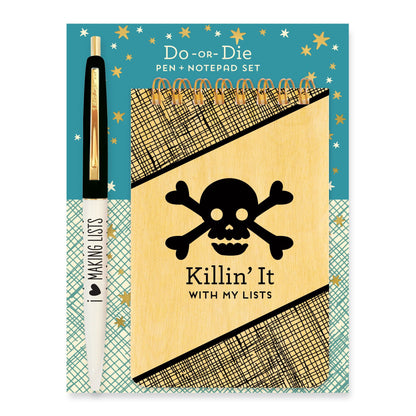 Do or Die Wood Mini Notepad + Pen Gift Set