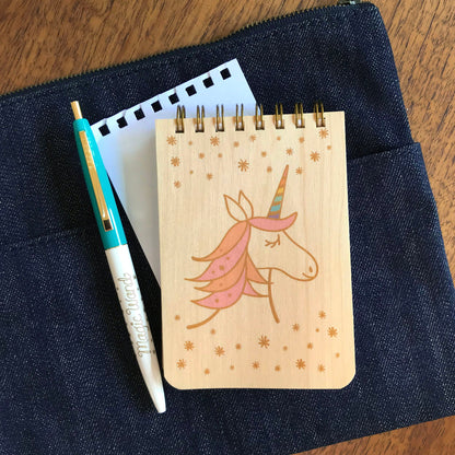 Unicorn Wood Mini Notepad