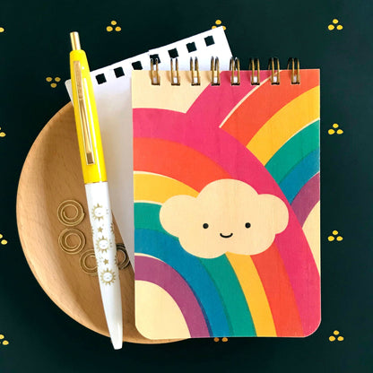Puffy Cloud Wood Mini Notepad