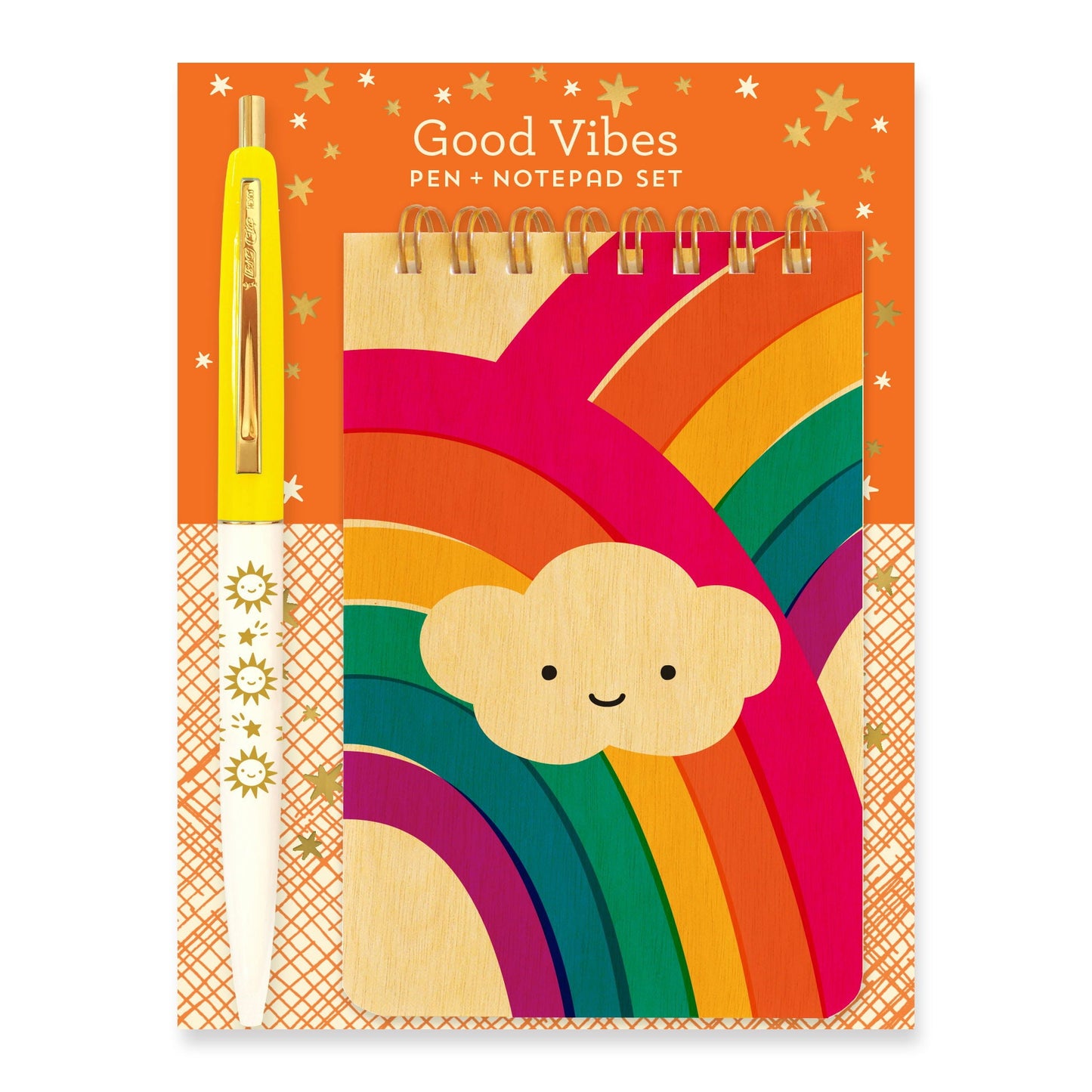 Good Vibes Wood Mini Notepad + Pen Gift Set