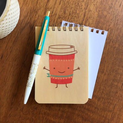 All Perked Up Wood Mini Notepad + Pen Gift Set