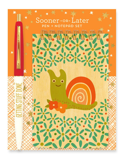 Sooner or Later Wood Mini Notepad + Pen Gift Set