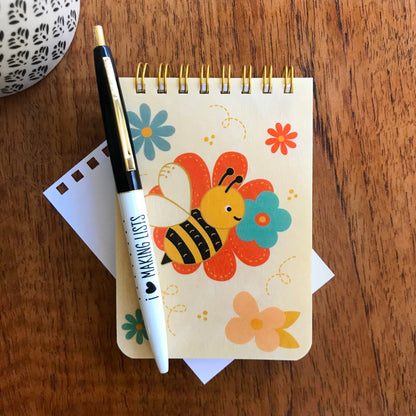 Busy Bee Wood Mini Notepad + Pen Gift Set