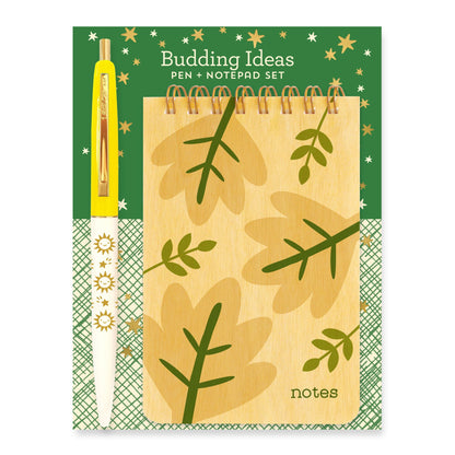 Budding Ideas Wood Mini Notepad + Pen Gift Set