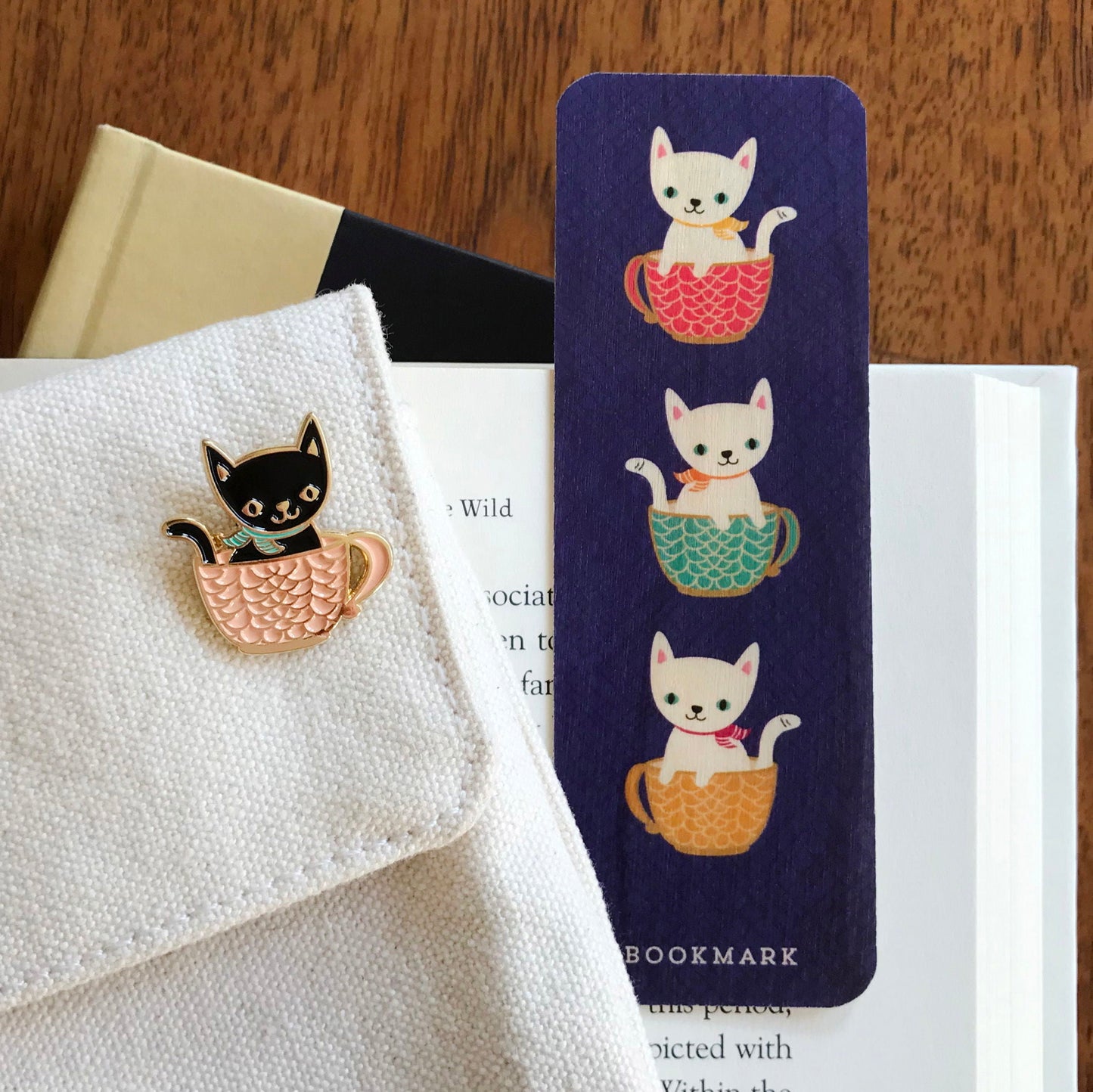 Frisky Fiction Book Buddies Wood Mini Bookmark + Pin Gift Set