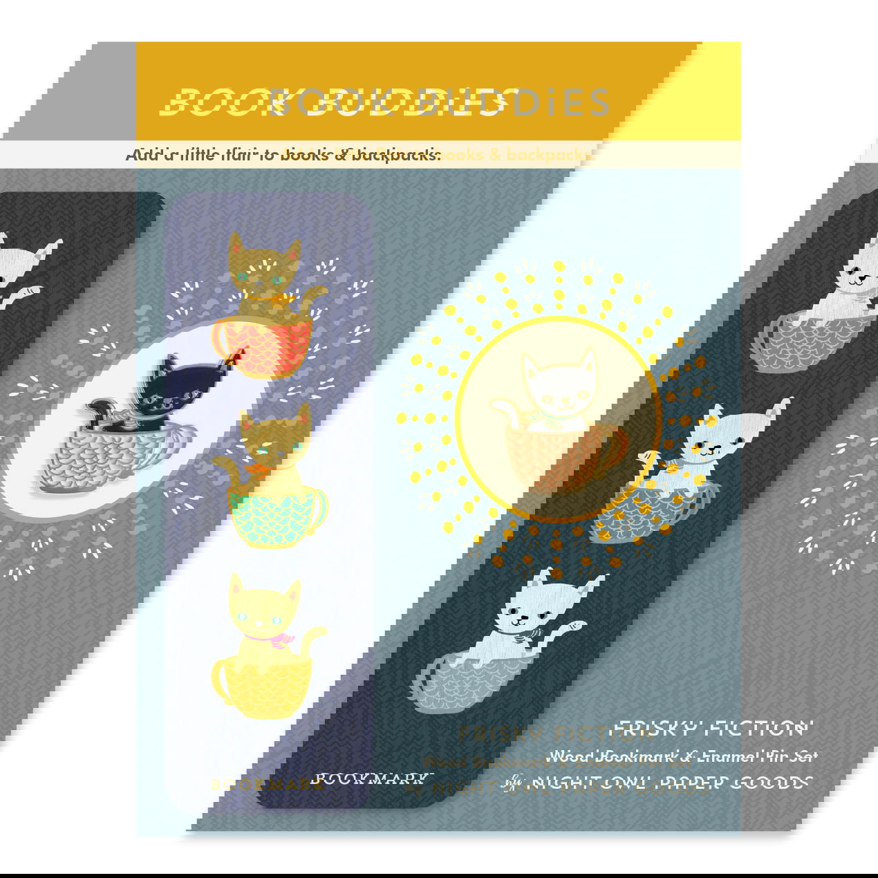 Frisky Fiction Book Buddies Wood Mini Bookmark + Pin Gift Set