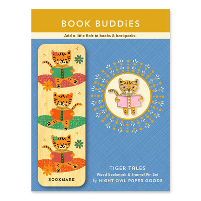 Tiger Tales Book Buddies Wood Mini Bookmark + Pin Gift Set