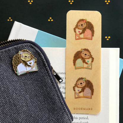 Story Sloth Book Buddies Wood Mini Bookmark + Pin Gift Set