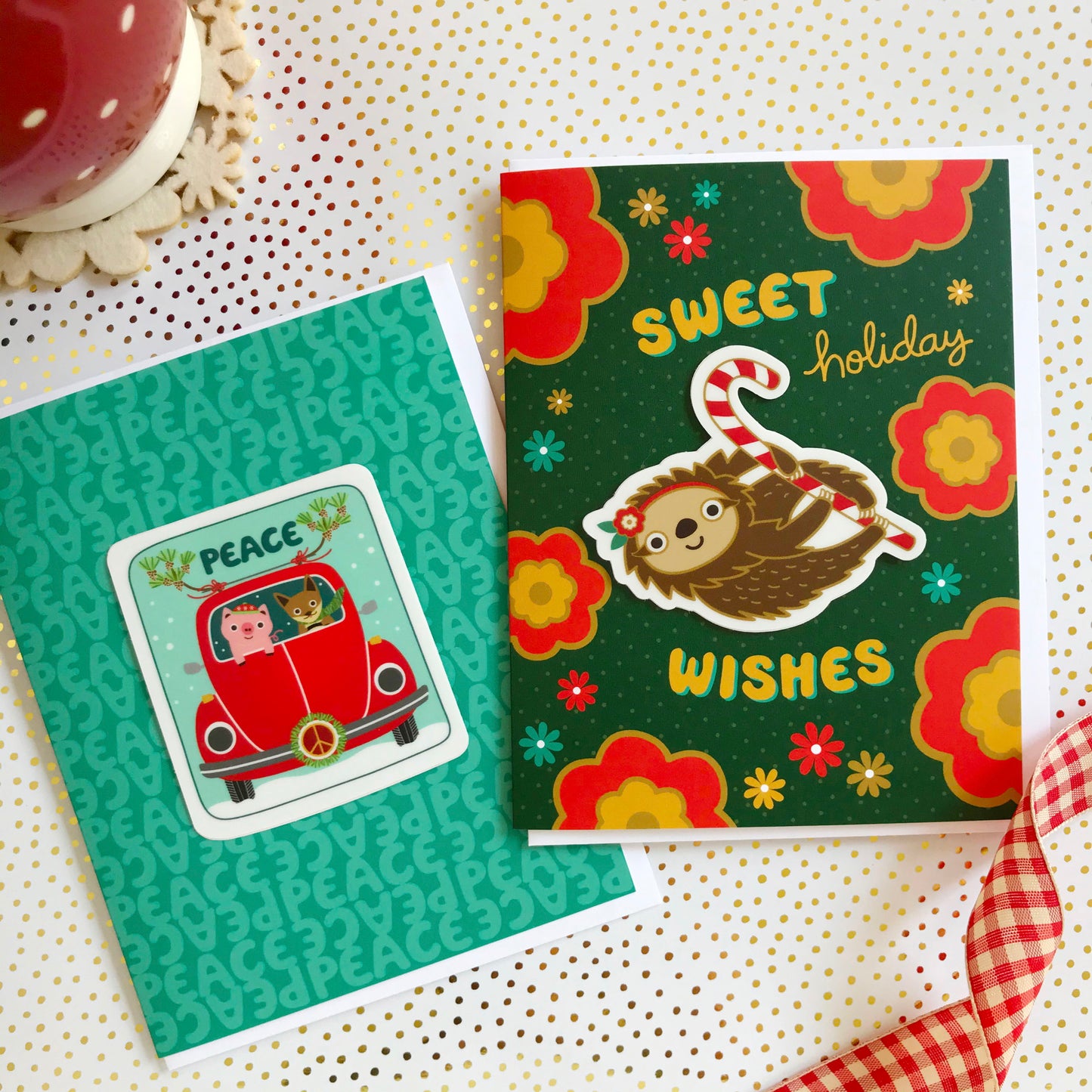 Sweet Sloth Sticker Holiday Card