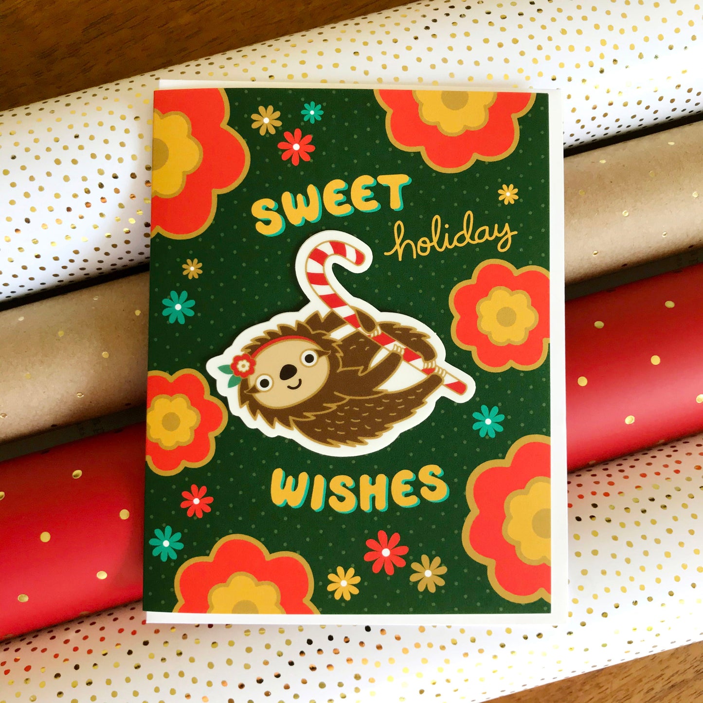 Sweet Sloth Sticker Holiday Card