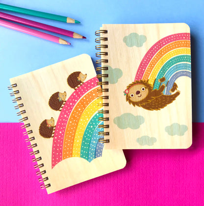 Rainbow Sloth Pocket-Size Wood Notebook