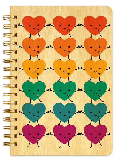Happy Hearts Pocket-Size Wood Notebook