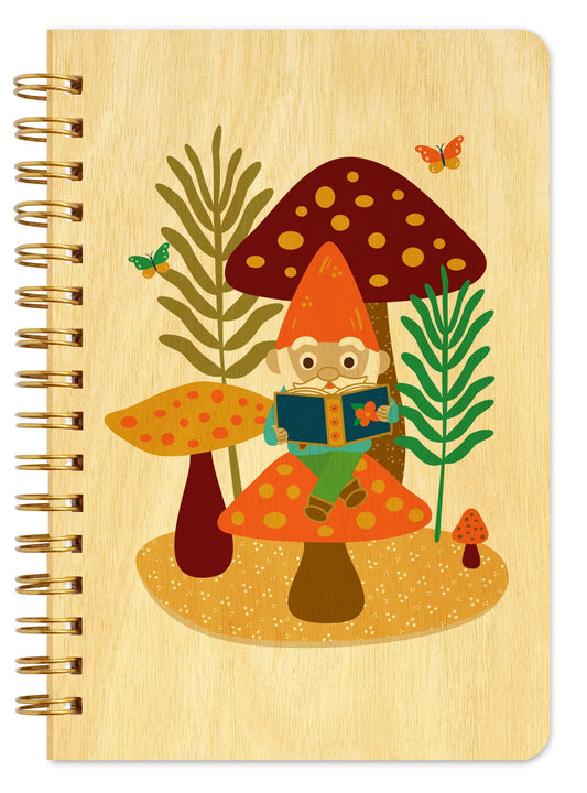 Reading Gnome Pocket-Size Wood Notebook