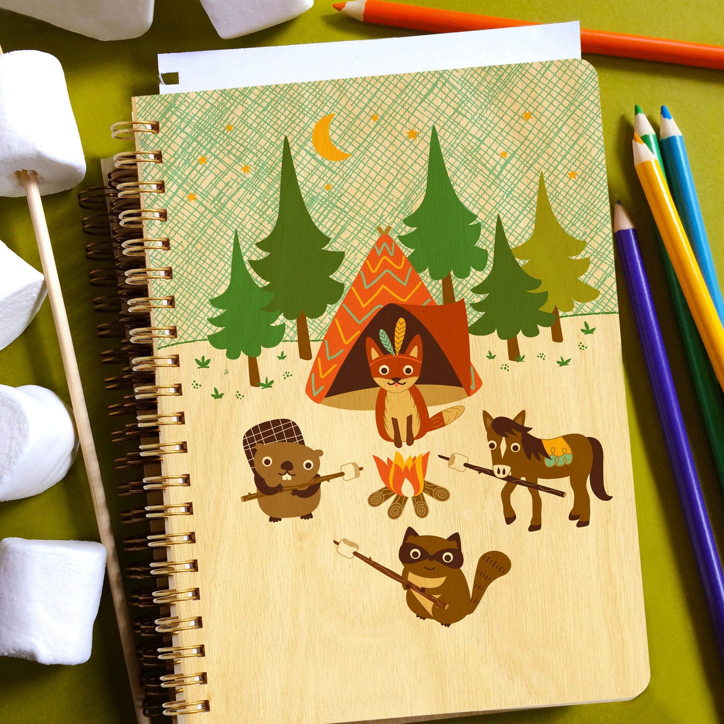 Camping Critters Wood Journal