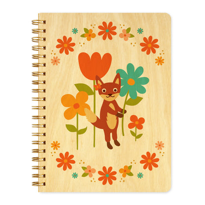 Floral Fox Wood Journal